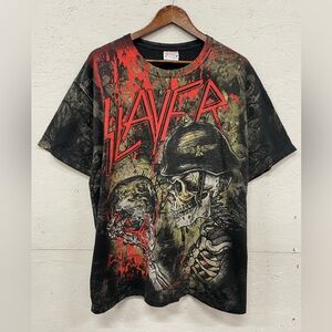Rare Vintage Slayer AOP Skull Tee, Size XL, Excellent Condition